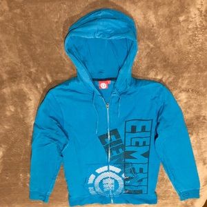 Element blue zip up hoodie, size large